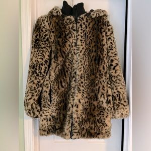 Vintage 80s Monterey Fashions Leopard Print Faux Fur Coat
